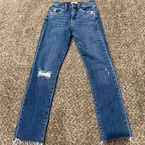 Favorite Daughter Blue Ripped Ankle Jeans